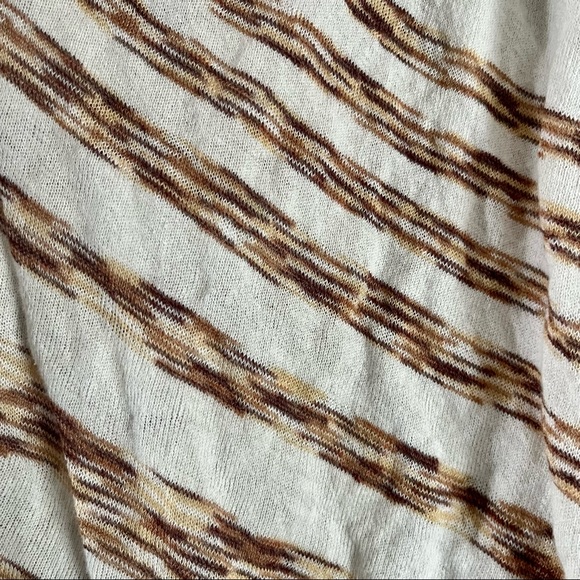 AVA Women’s Cardigan Cream Brown Taupe Stripe Long Sleeve Waterfall Soft Sz S - Picture 6 of 10